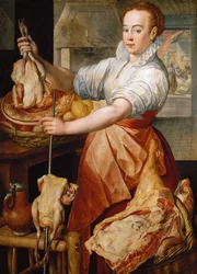 Arte Neerlandesa Primitiva : The Cook (Cristo na Casa de Martha e Maria) par Beuckelaer (Bueckelaer), Joachim (ca. 1533-1574)