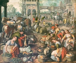 Praça do mercado, Joachim Beuckelaer (óleo sobre tela)