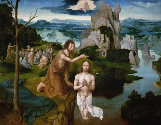 O Batismo de Cristo (detalhe). Pintura de Joachim Patinir (Patinier, Patenier)(1480-1524)