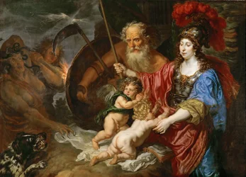 Barroco: Minerva e Saturno protegendo as artes e as ciências da inveja e da falsidade - por Joachim von Sandrart (1606-1688)