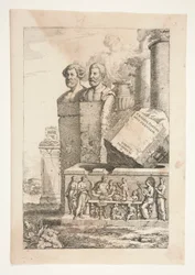 Bustos de Retrato, Colunas, Urna de Fumo e um Relevo