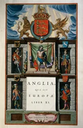 East Anglia quae Europae (Inglaterra), Livro XI, página de rosto Volume V, Atlas maior, de Joan Blaeu (1596-1673), gravura em cobre, 57,5x39 cm, Amsterdão