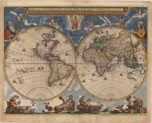 Mapa do mundo. Hemisfério duplo. 1662-64