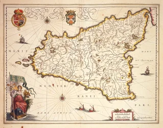 Mapa da região da Sicília, por Joan Blaeu