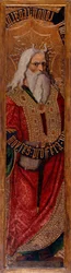 Moisés - Moisés - Pintura de Joan Gasco (ativo 1500-1529) - c. 1500 - Têmpera sobre painel - 294,4x55,9 - Museu Nacional de Arte da Catalunha, Barcelona