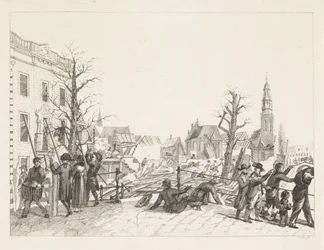 Ruínas em Leiden após a catástrofe da pólvora, 1807