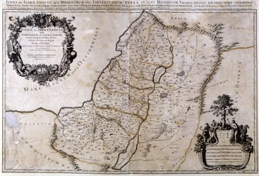 Mapa geográfico histórico da Palestina. Atlas Jansson