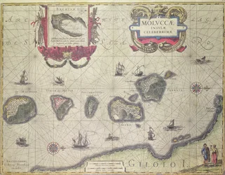 Mapa mostrando as Ilhas Molucas de Halmahera, 1640