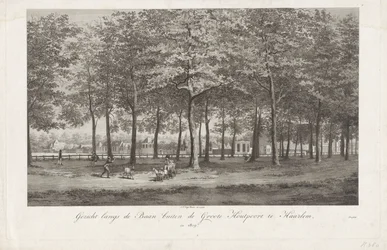 Vista do Baan em Haarlem O Baan fora do Groot Houtpoort em Haarlem em 1809 (título no objeto)