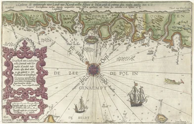 Mapa de parte da costa da Noruega e da Suécia