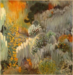 Pintura de painel oriental (decoração de parede na Casa Trinxet)