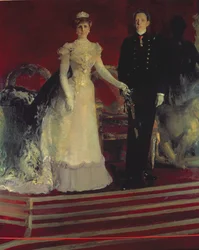 Retrato do rei Alfonso XIII de Espanha, e da sua mãe, a rainha Maria Christina