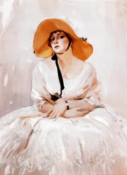 Retrato de Raquel Meller (1888-1962), cantora e actriz espanhola. Pormenor. Pintura de Joaquín Sorolla (1863-1923). 1919. Madrid. Museu Sorolla.