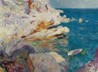 Rock at Javea - Sorolla y Bastida, Joaquin (1863-1923) - 1905 - Óleo sobre tela - 62,5x84,7 - Museo Carmen Thyssen, Málaga
