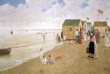 Praia de Sanlucar de Barrameda, século XIX (pintura a óleo)