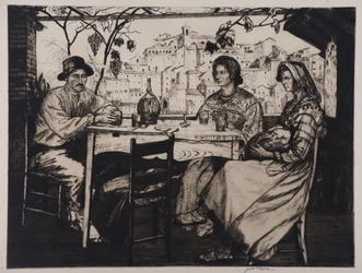 Una Trattoria, 1928 (gravura e ponto de secagem)