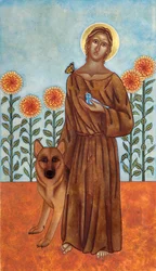 São Francisco e o lobo de Gubbio, 2009 (têmpera de ovo e ouro de 24 quilates sobre madeira)