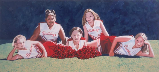 Líderes de torcida da escola secundária na grama, 2003