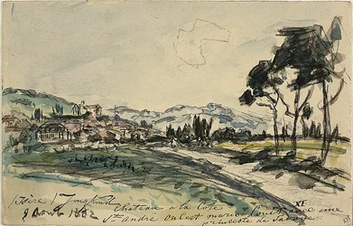 Chateau, Cote Saint Andre (frente) Carroça vazia e barracão com outros esboços (verso)