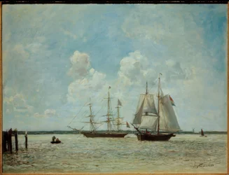 Veleiros no rio Scheldt perto de Antuérpia