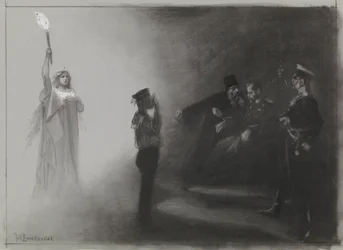 Desenho para ilustração em De Amsterdammer: A derrota da Rússia no mar, 4 de Junho de 1905