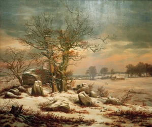 Túmulo megalítico perto de Vordingborg no inverno