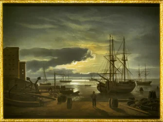 Porto de Copenhaga ao luar