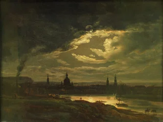 Vista nocturna de Dresden