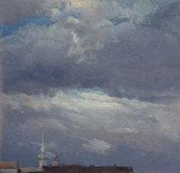 Nuvens de tempestade sobre a torre do castelo de Dresden