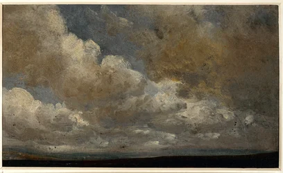 Estudo com nuvens e horizonte (óleo sobre papel)