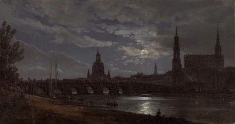 Vista de Dresden ao luar