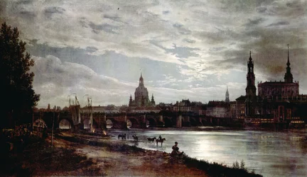Vista de Dresden ao luar