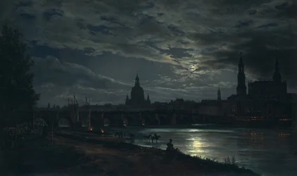 Vista de Dresden ao luar