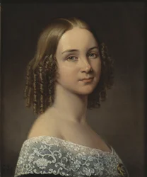 Jenny (Johanna Maria) Lind - Retrato da Soprano Jenny Lind (1820-1887), de Sandberg, Johan Gustaf (1782-1854). Óleo sobre madeira, depois de 1844. Dimensão: 24x19 cm. Museu Nacional de Estocolmo