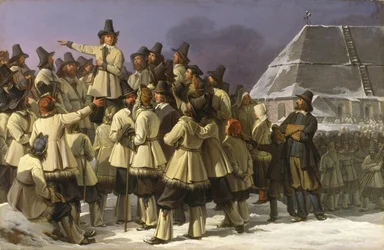 Rei Gustav Vasa da Suécia Endereçando Homens de Dalarna em Mora, 1836
