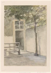 Vista de um pátio do estúdio do artista na Kazernestraat em Haia