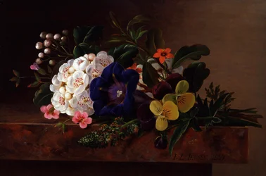 Natureza morta de flores de primavera. Pintura de Johan Laurentz Jensen (1800-1856) Coleção particular.