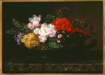 JL Jensen, ainda vida floral em copo antigo