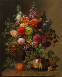 Natureza morta com flores e frutos, 1836.