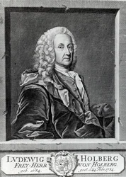 Ludvig Holberg, gravado por Johann Martin Bernigeroth, 1757