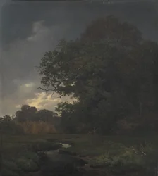 Paisagem em tempo nublado. À tardinha
