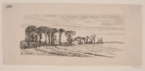 Paisagem com uma fileira de árvores