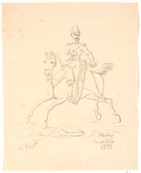Soldado a cavalo, virado para a esquerda