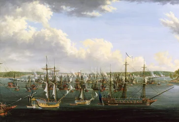 A batalha em Fredrikshamn, 15 de maio de 1790 óleo sobre tela