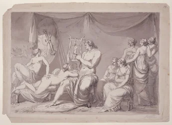 Aquiles na sua tenda com prisioneiros, c.1795-96 (caneta, tinta e aguada sobre papel)