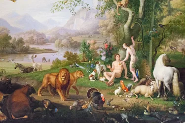Adão e Eva no Jardim do Éden (óleo sobre tela)