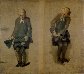 Dois esboços de David Garrick como Abel Drugger em 