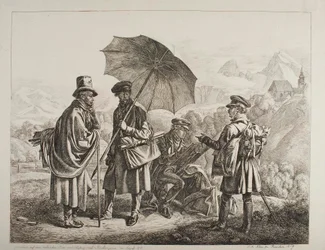 Ernst Welker, Johann Christoph Erhard e os irmãos Heinrich e Friedrich Philipp Reinhold numa viagem pitoresca de Salzburgo a Berchtesgaden em agosto de 1818