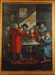 Repetição de um grupo de músicos ao serviço de um aristocrata ... (guache)