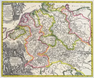 Mapa hidrográfico da Alemanha, por volta de 1720 (gravura)